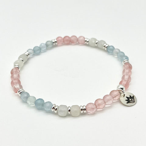 Aquamarin, Quarz, Mondstein Armband