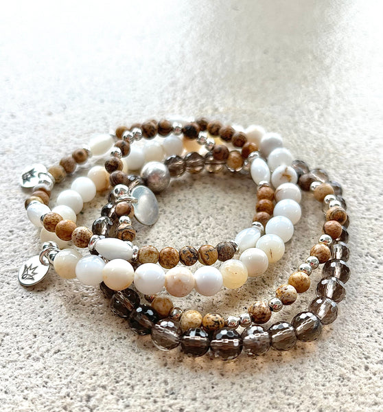 Jaspis / Perlmutt Armband