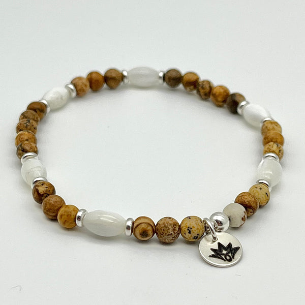 Jaspis / Perlmutt Armband