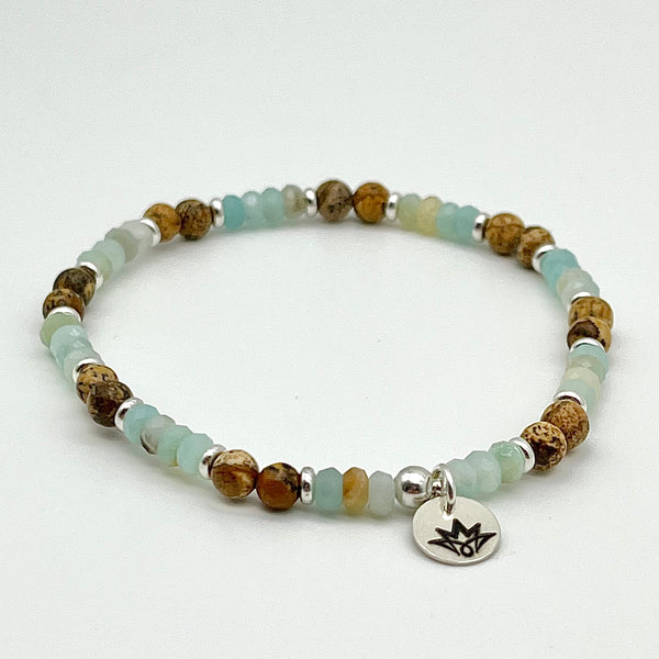 Edelsteinarmband aus Amazonit und Jaspis 