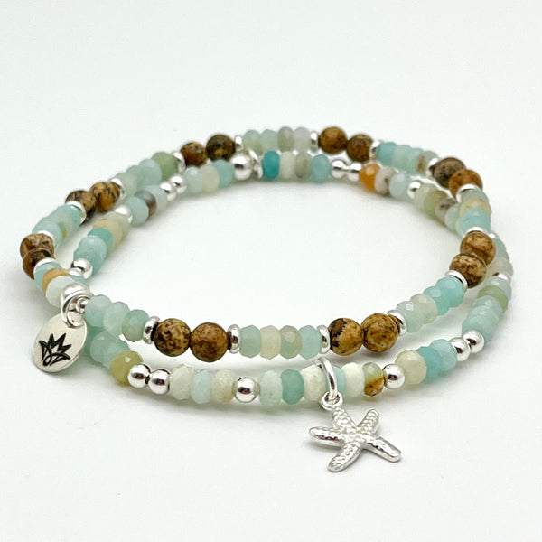 Amazonit / Jaspis Armband