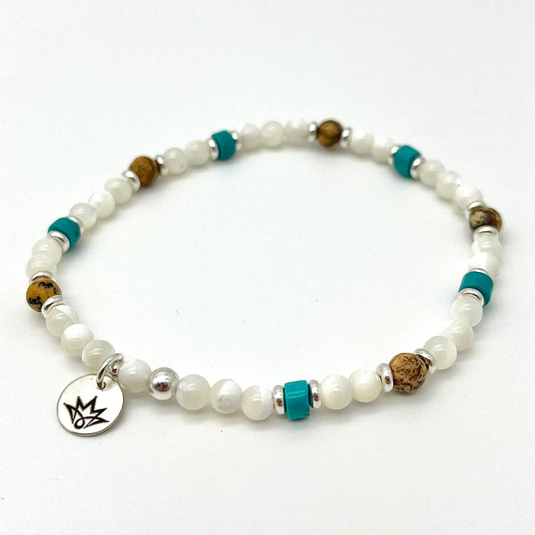 Perlmutt Armband mit Jaspis und Türkis