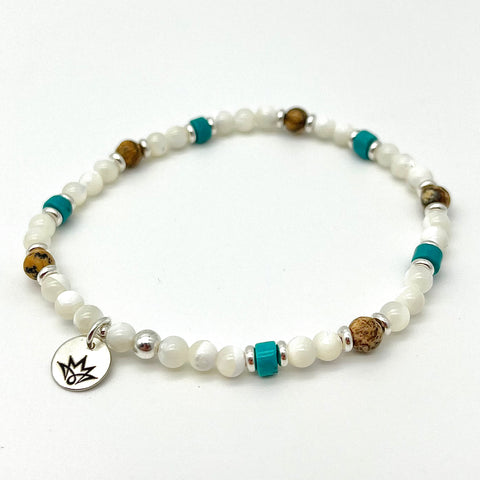 Perlmutt Armband mit Jaspis und Türkis