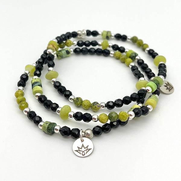 Onyx Armband mit Serpentin