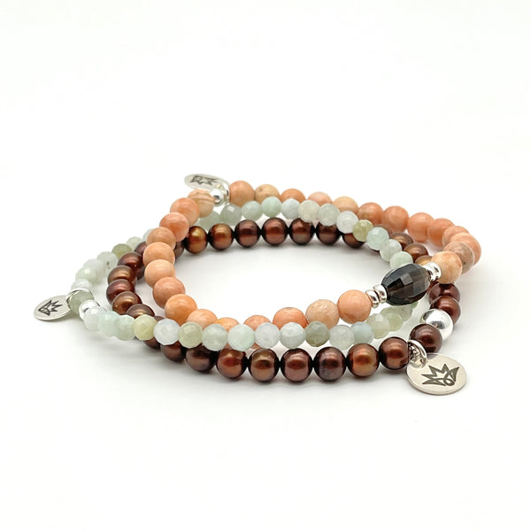 Baryt-Armband mit Rauchquarz