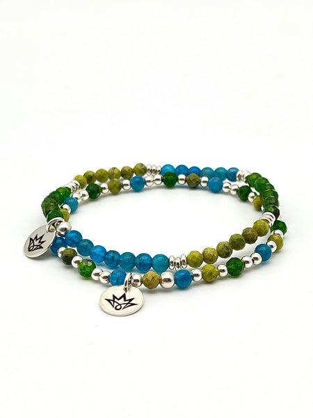 Apatit-Armband mit Chromdiopsid und Serpentin