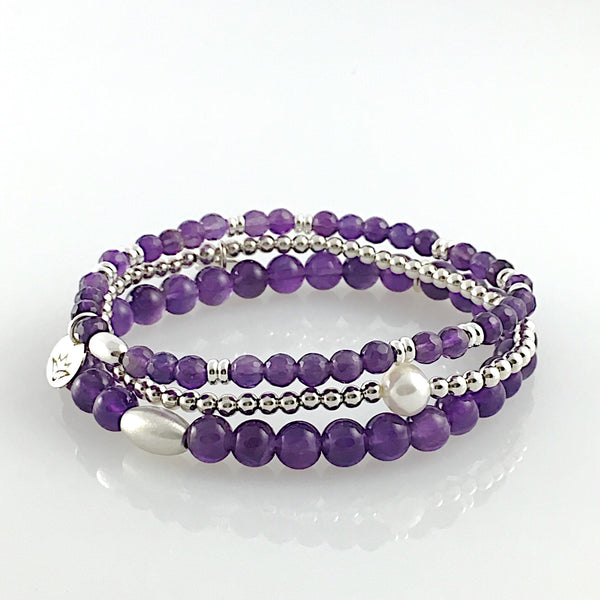 Amethyst Armband mit 925 Silber