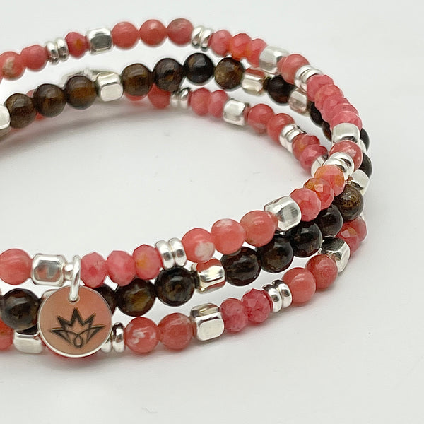 Rhodonit Armband mit Thulit