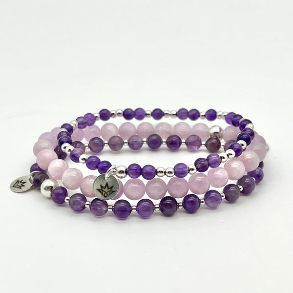 Edelsteinarmband aus Amethyst und Kunzit