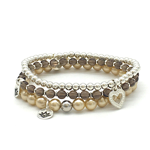 Rauchquarz Armband mit 925 Sterling Silber