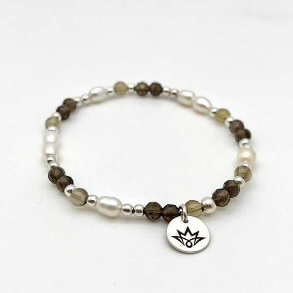 Rauchquarz Armband mit Süßwasserzucht-Perlen