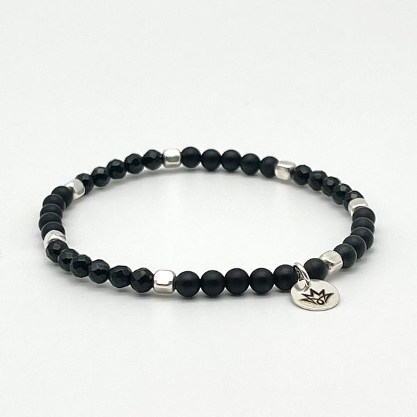 Armband-Set aus Onyx und 925 Silber-Details
