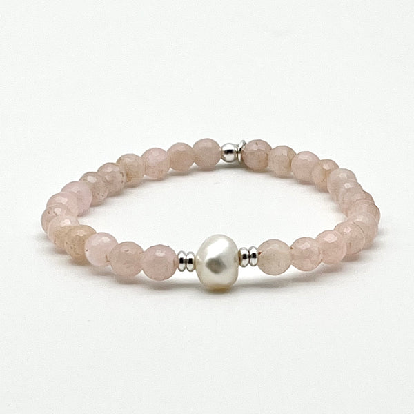 Morganit Armband mit Süßwasserperle