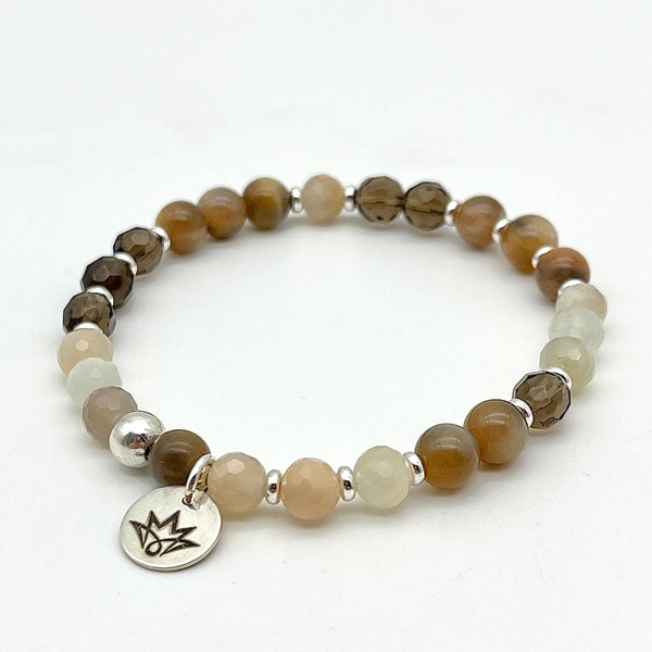 Mondstein Armband mit Rauchquarz