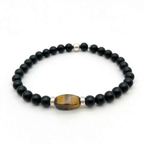 Herrenarmband aus Onyx und Tigerauge