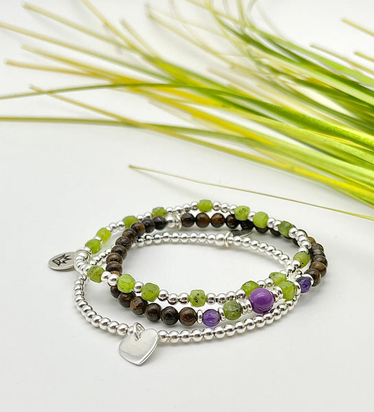 Serpentin Armband mit 925 Silber