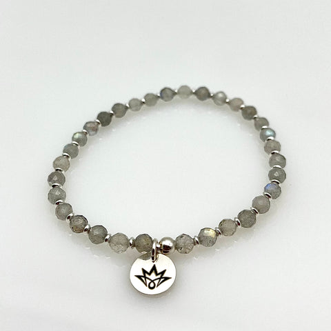 Edelsteinarmband aus Labradorith und 925 Sterling Silber