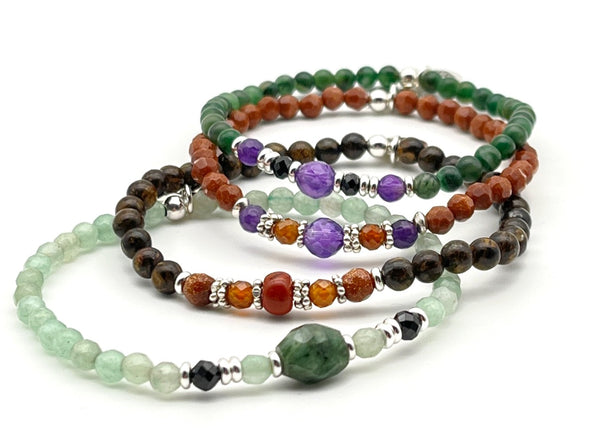 Armband aus Prasem und Amethyst