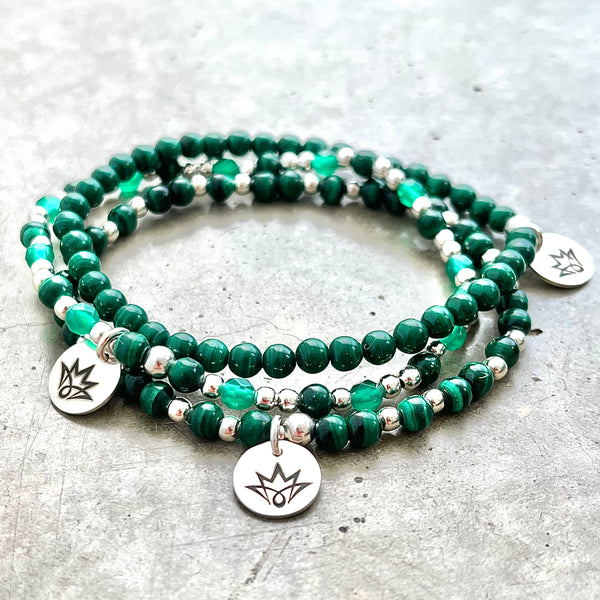 Armbandset aus Malachit Edelsteinen