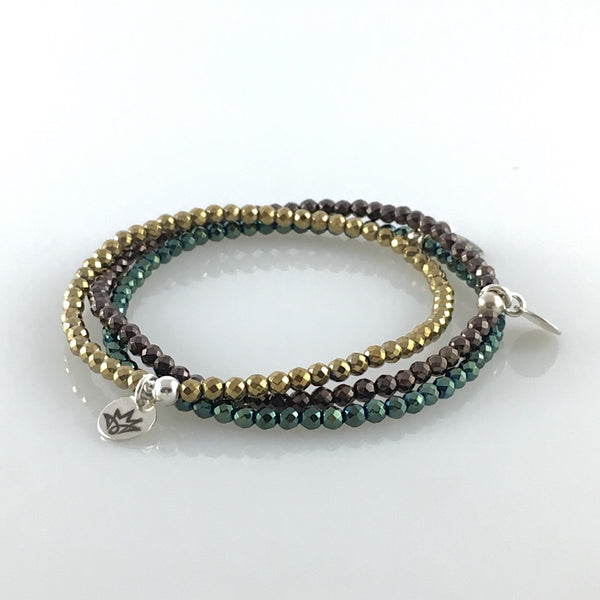 Hämatit Armband - gold mit 925 Silber