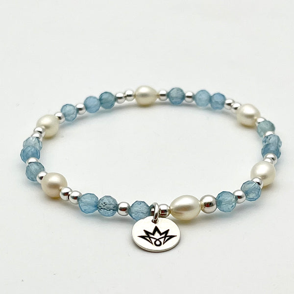 Aquamarin Armband mit Süßwasserperlen