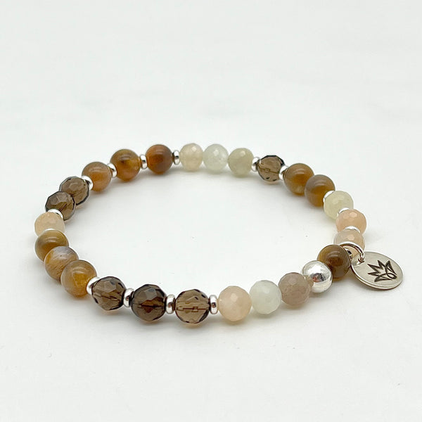 Mondstein Armband mit Rauchquarz