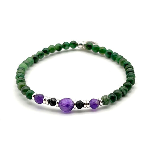 Armband aus Prasem und Amethyst