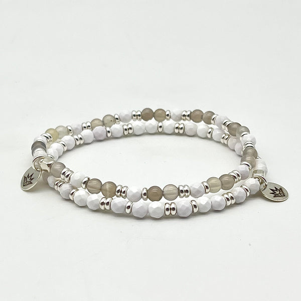 Achat Armband - Grau/Weiß