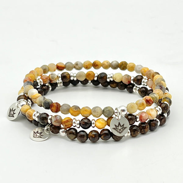 Armband-Set aus Achat und Bronzit