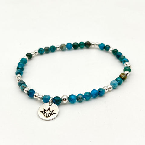 Edelsteinarmband aus Apatit und 925 Sterling Silber