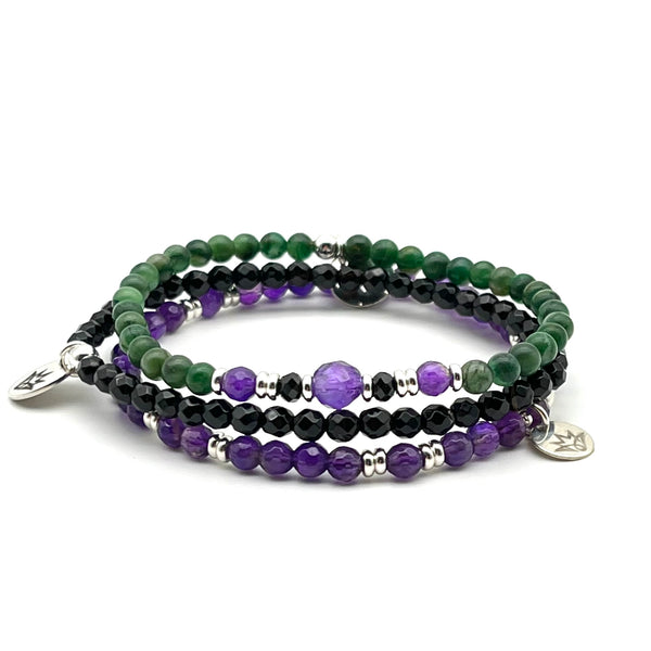 Armband aus Prasem und Amethyst