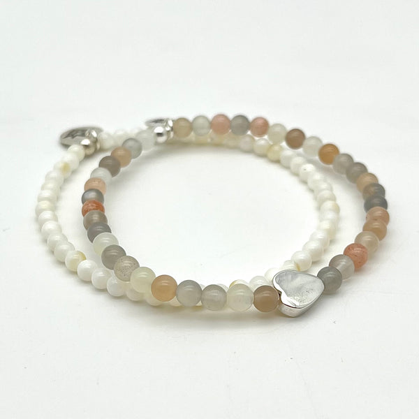 Mondstein Armband mit Herz