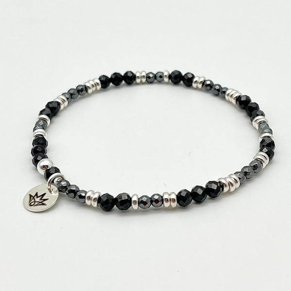 Spinell Armband mit Hämatit und 925 Silber