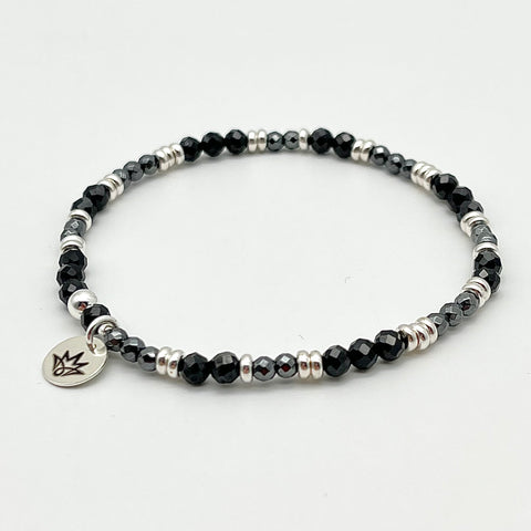 Spinell Armband mit Hämatit und 925 Silber