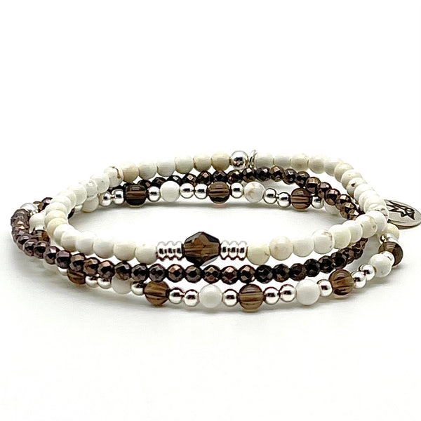 Armband-Set aus Magnesit und Rauchquarz