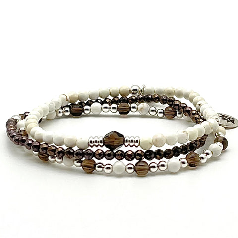 Armband-Set aus Magnesit und Rauchquarz