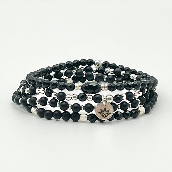 Armband-Set aus Onyx und 925 Silber