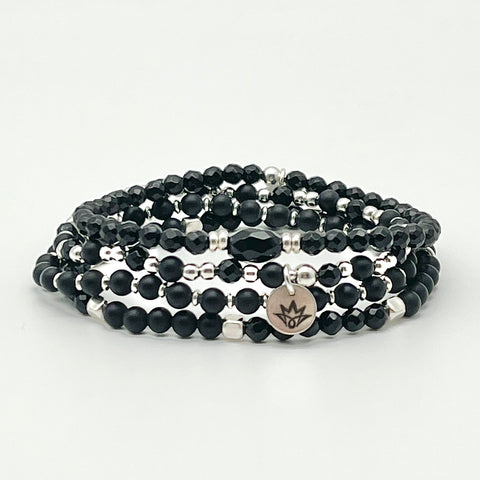 Armband-Set aus Onyx und 925 Silber