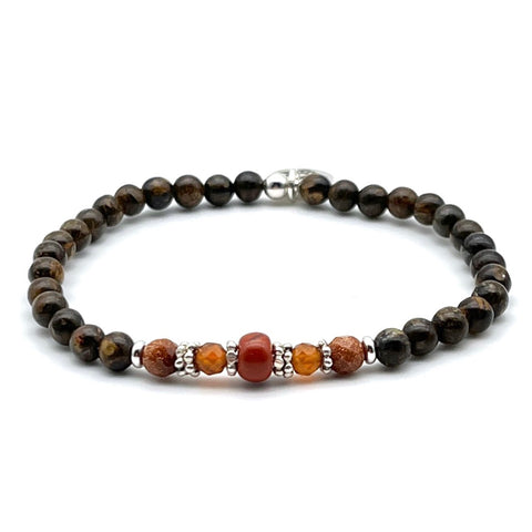 Armband Bronzit mit Jaspis und Hessonit