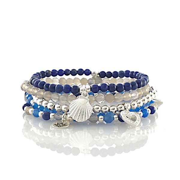 Sodalith Armband mit Muschel