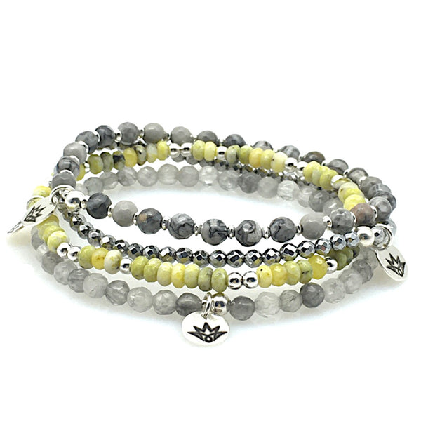 Armband-Set Grau/Gelb