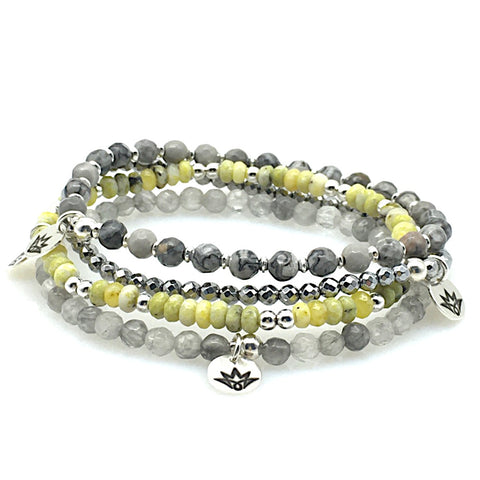 Armband-Set Grau/Gelb