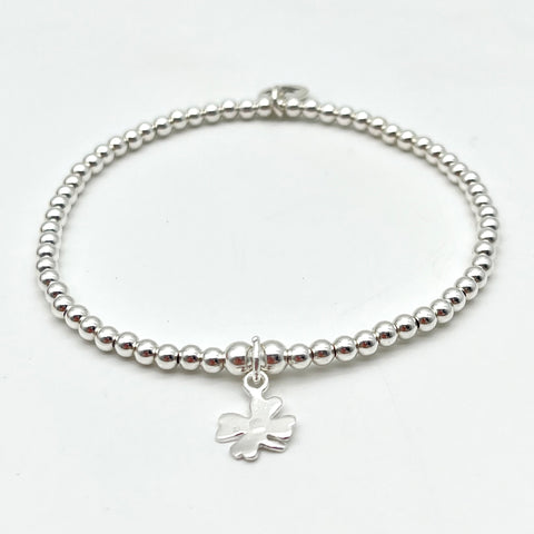 Kugelarmband aus 925 Sterling Silber mit Kleeblatt