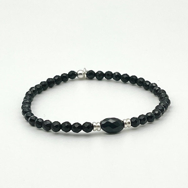 Armband-Set aus Onyx und 925 Silber-Details