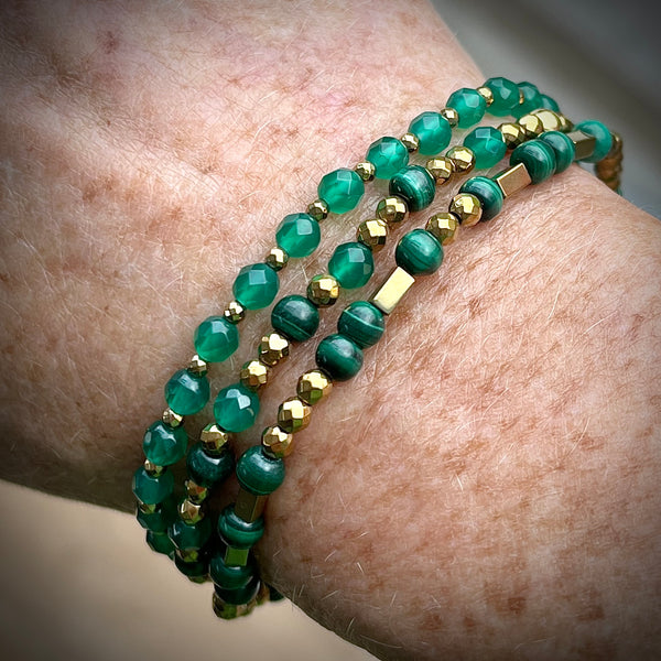 Armband-Set aus Malachit und Achat