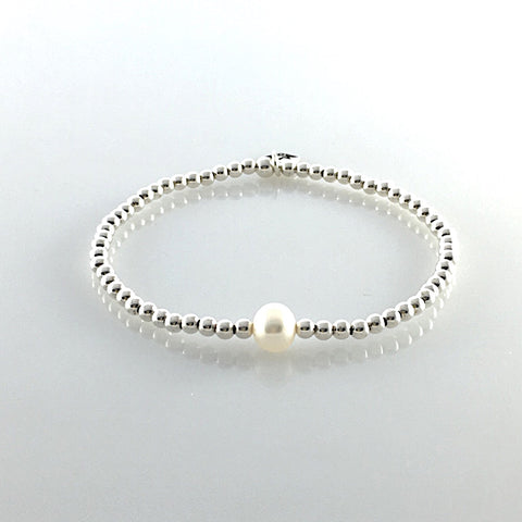 Kugelarmband aus 925 Silber mit SWZ-Perle