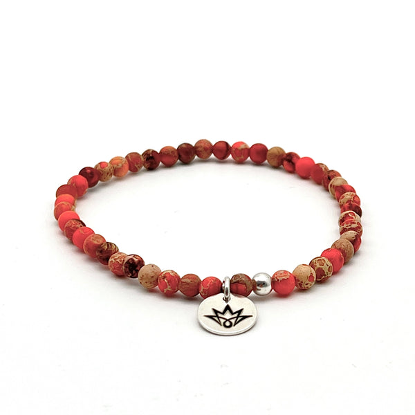 Armband-Set ORANGE aus Bergkristall und Jaspis
