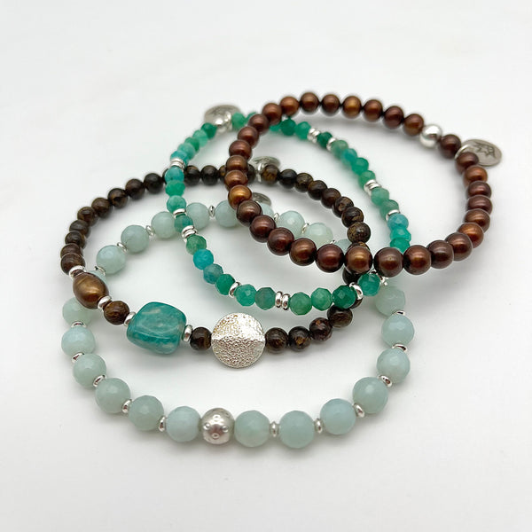 Bronzit Armband mit Amazonit