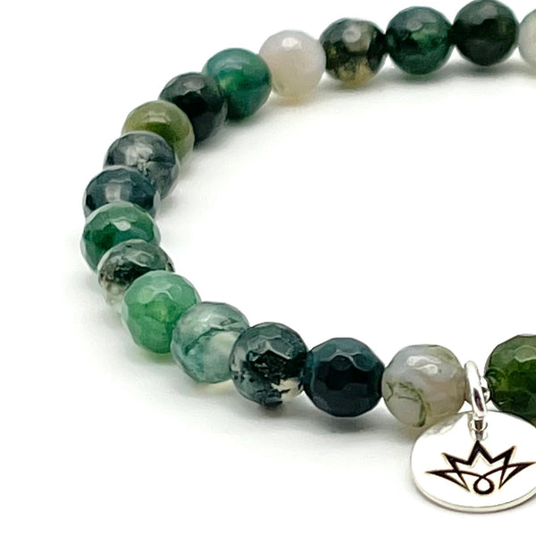 Perlenarmband aus Moos-Achat