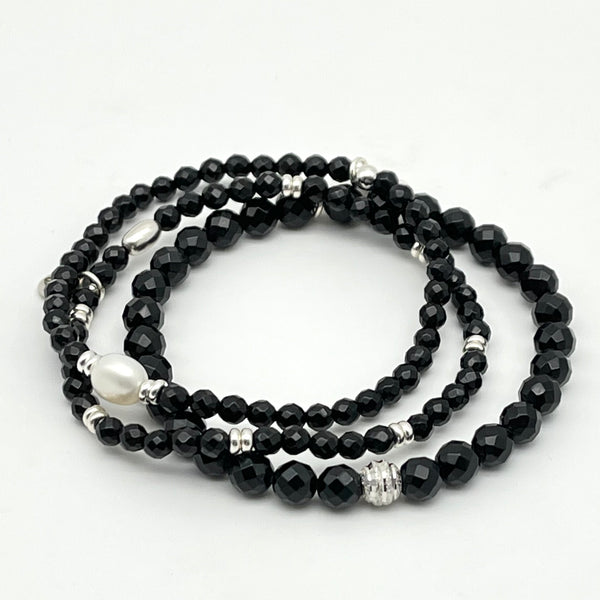 Onyx Armband mit Süßwasser Perle